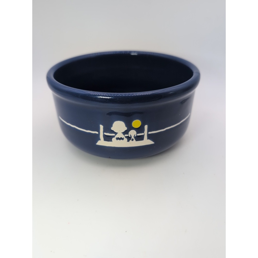 Snoopy Peanuts dog Bowl Food Water  Dish 6.25 x 3.25 inches Charlie Brown Blue